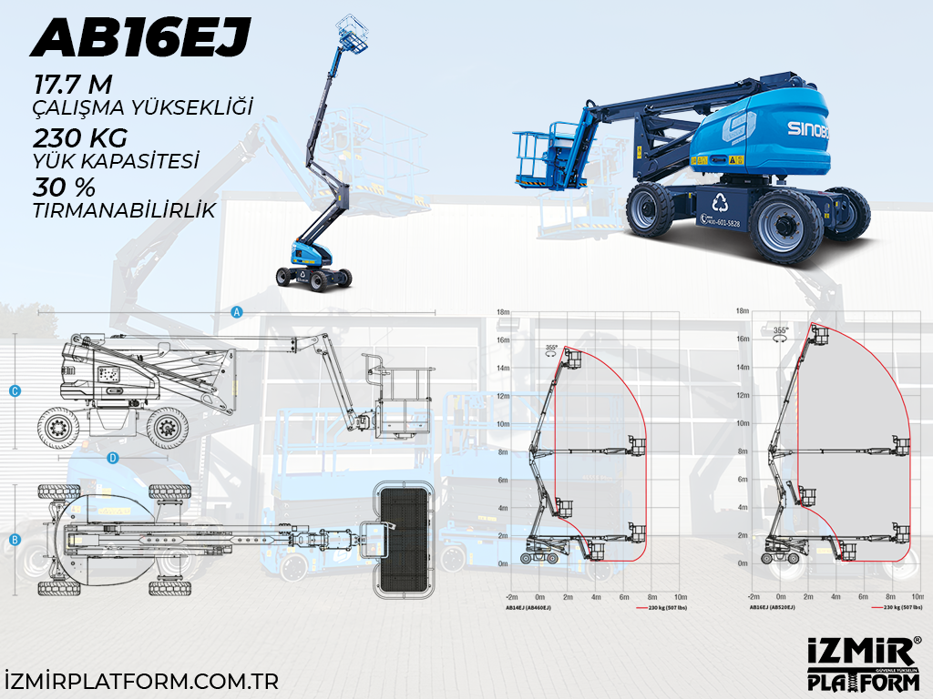 Akülü Eklemli Manlift Platform 18 Metrelik